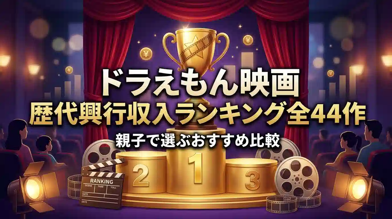 ドラえもん映画 歴代興行収入ランキング全44作【完全版】親子で選ぶおすすめ比較 - アイキャッチ画像